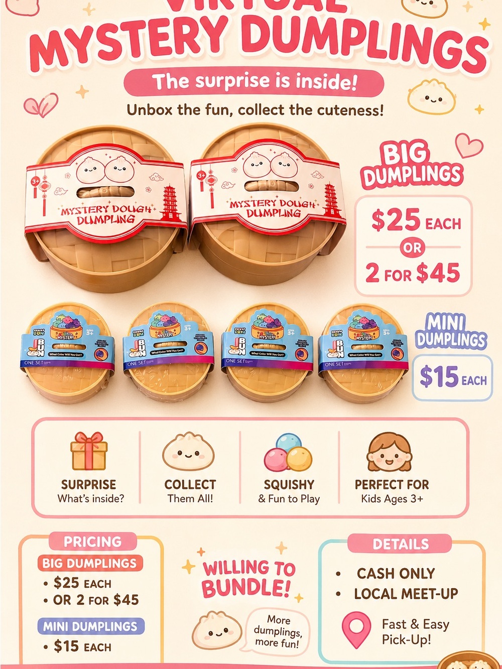 Virtual Mystery Dumplings Surprise Toy - Beige